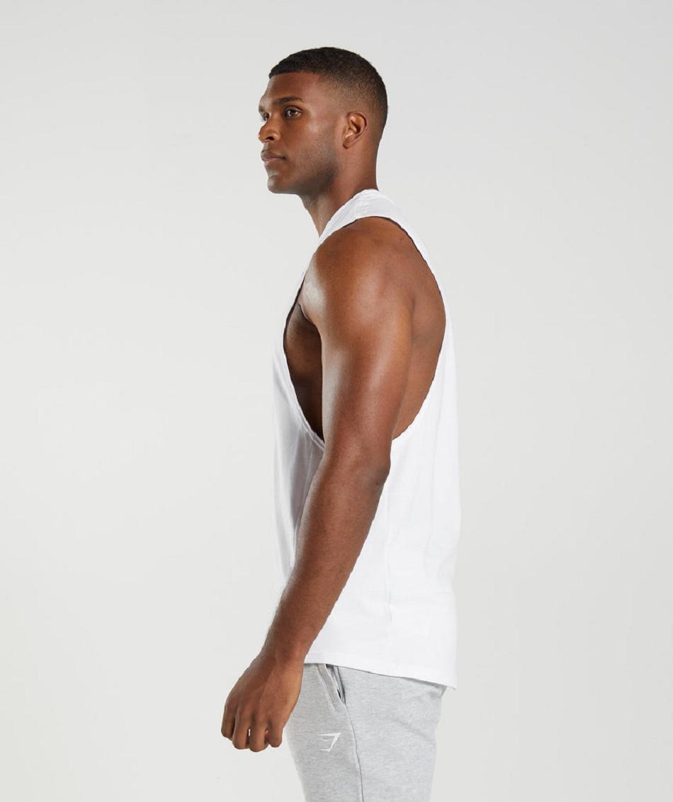 Camiseta Tirantes Gymshark React Drop Arm Hombre Blancas | CO 3154QMA